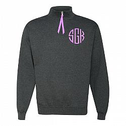 Black Heather Grey Monogrammed 1/4 zip Sweatshirt