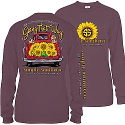 Simply Southern Don't Look Back Sunflower Long Sleeve T Shirt