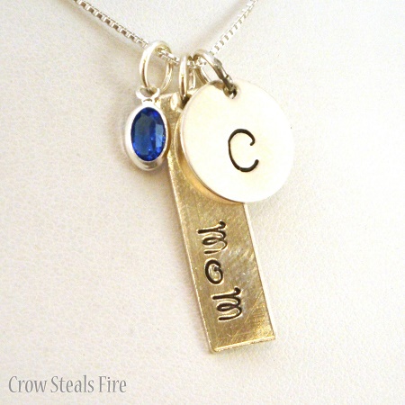 Personalized Mother's Necklace with Initial and Birthstone