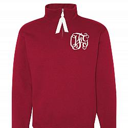 Red Monogrammed 1/4 Zip Sweatshirt