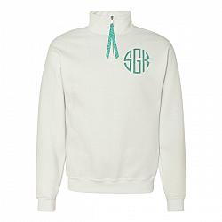 White Monogrammed 1/4 Quarter Zip Sweatshirt